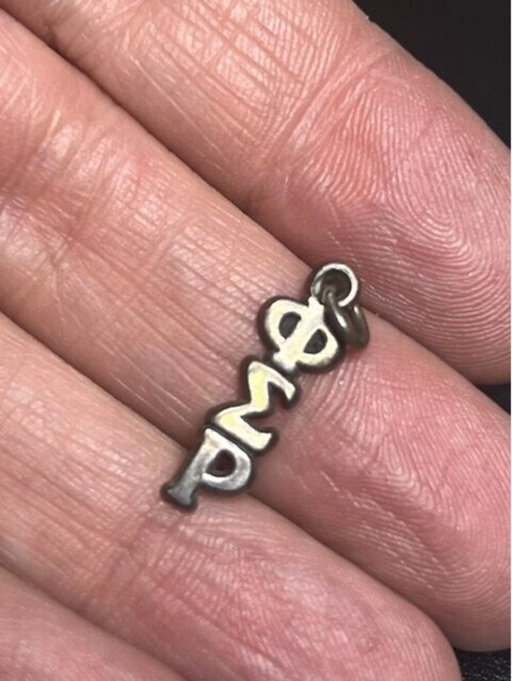 B6818 Vintage Phi Sigma Rho Pendant Charm Sterling Silver *unmarked Small 22mm